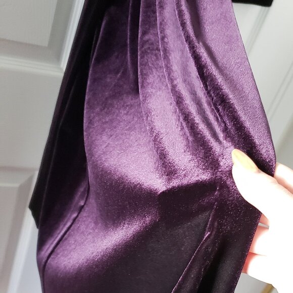 Diamond Tea Shawl Collar Velvet Wrap Robe Royal Purple Size S - Picture 3 of 5
